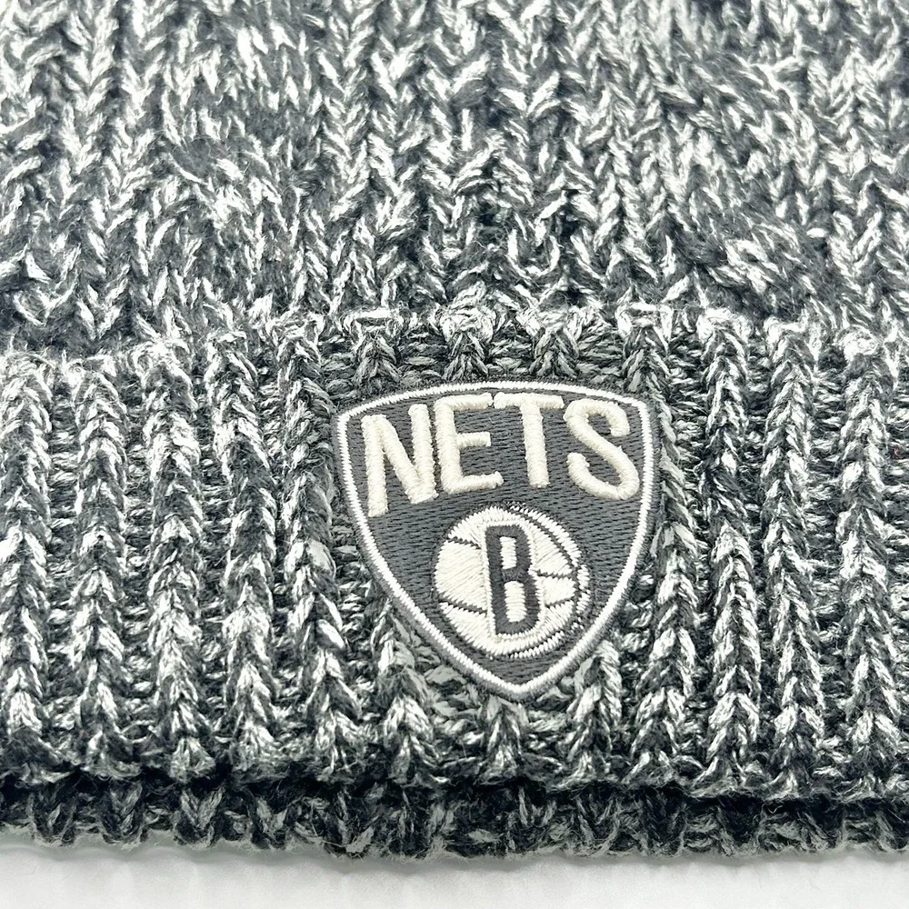 Brooklyn Nets '47 Brand Women's Pom Beanie Hat Cap Knit Cuff Black NBA Sports